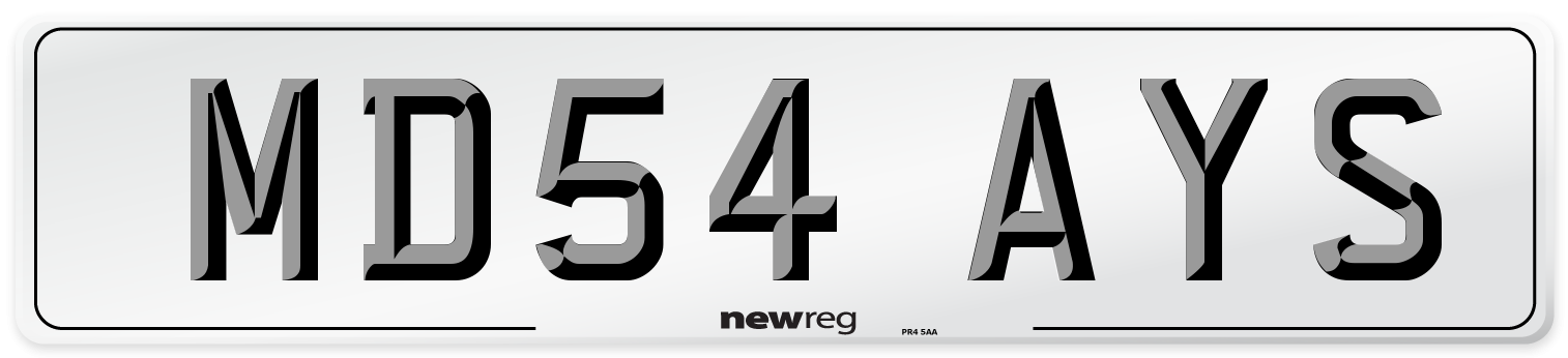 MD54 AYS Number Plate from New Reg